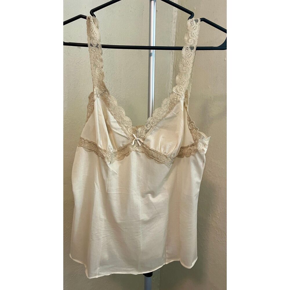 Vintage Olga Olgalon Lace Cami Top Cream Tan Style 1012 Coquette Size 36
